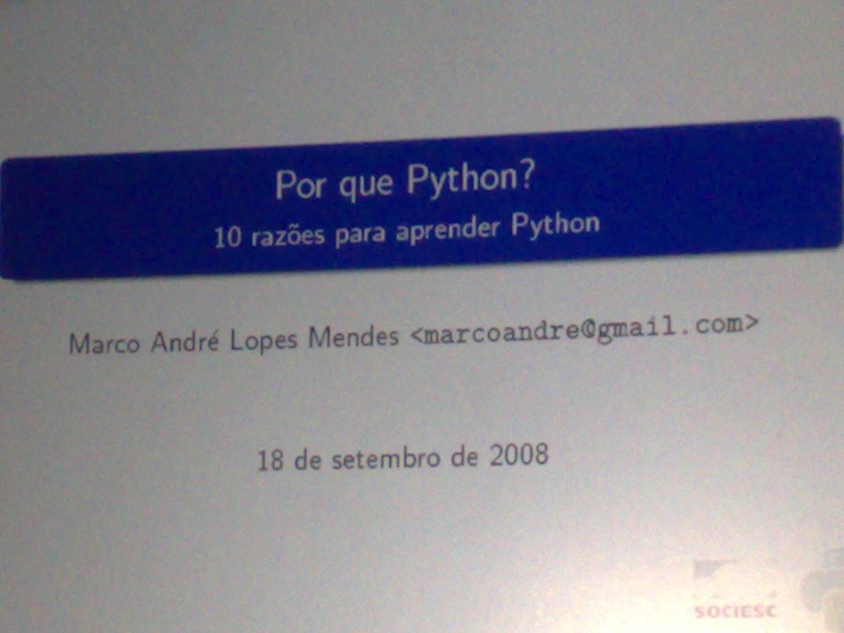 Titulní snímek prezentace Por que Python z roku 2008